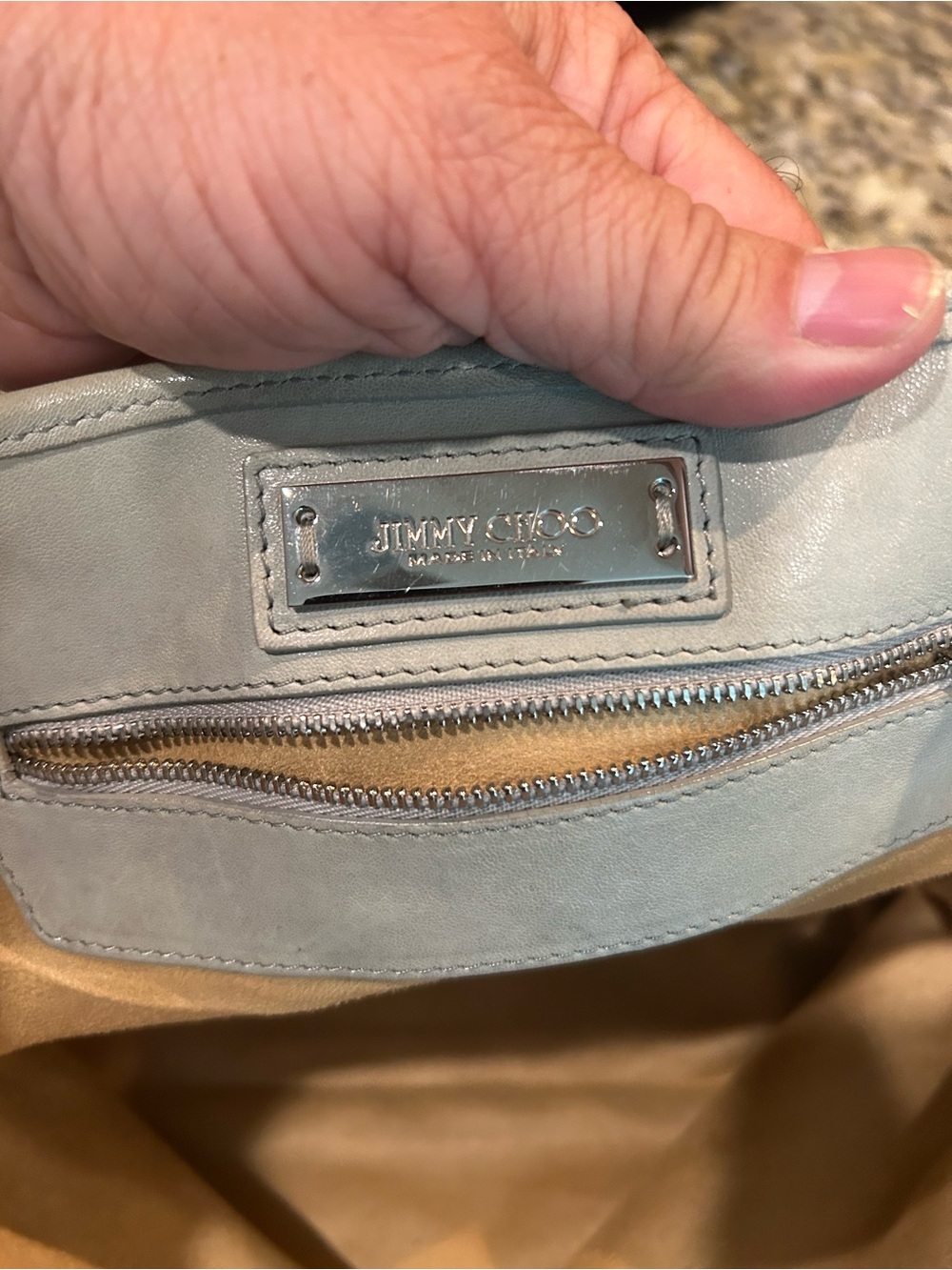 Jimmy Choo Sasha Gray Leather Star Studded Tote Bag - Picture 7 of 9